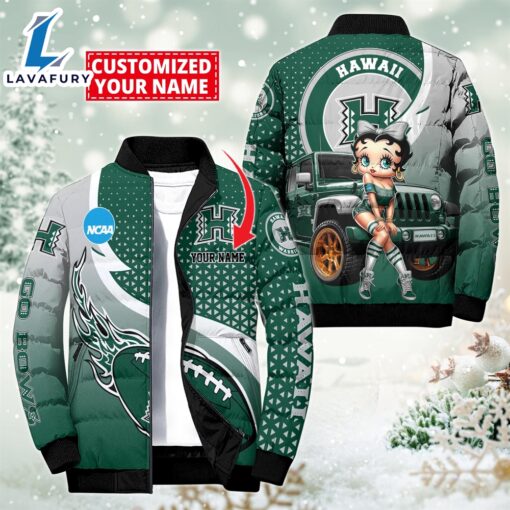 NCAA Disney Betty Boop Hawaii Rainbow Warriors Sport Puffer Jacket For Fans