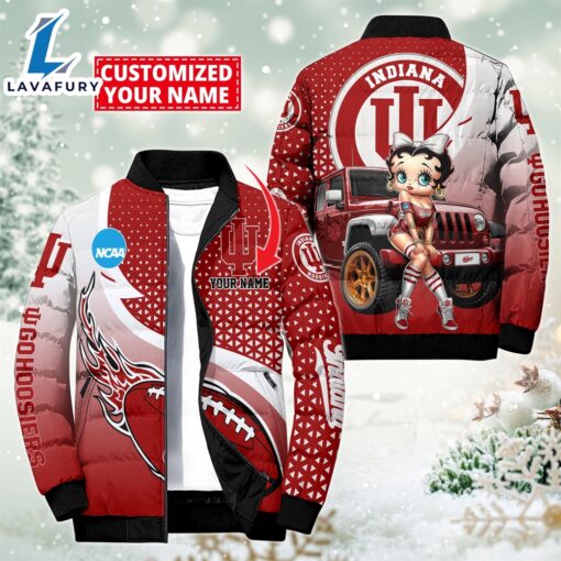 NCAA Disney Betty Boop Indiana Hoosiers Sport Puffer Jacket For Fans