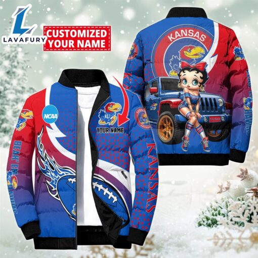 NCAA Disney Betty Boop Kansas Jayhawks Sport Puffer Jacket For Fans