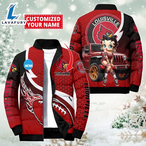 NCAA Disney Betty Boop Louisville Cardinals Sport Puffer Jacket For Fans