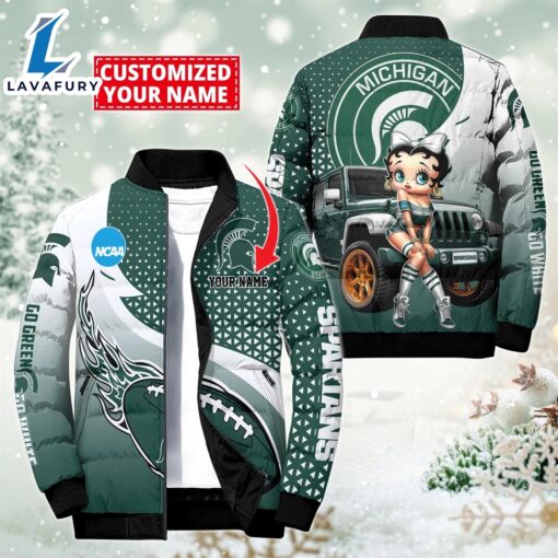 NCAA Disney Betty Boop Michigan State Spartans Sport Puffer Jacket For Fans