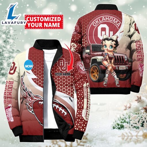 NCAA Disney Betty Boop Oklahoma Sooners Sport Puffer Jacket For Fans