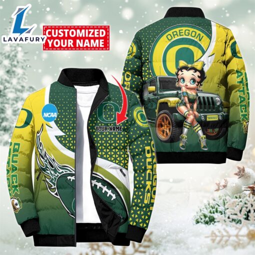 NCAA Disney Betty Boop Oregon Ducks Sport Puffer Jacket For Fans