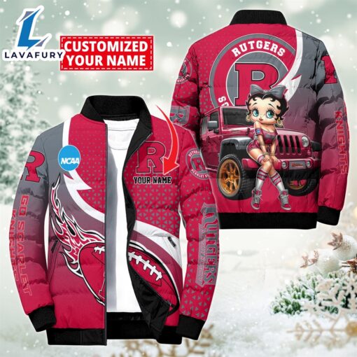 NCAA Disney Betty Boop Rutgers Scarlet Knights Sport Puffer Jacket For Fans