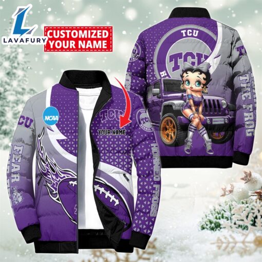 NCAA Disney Betty Boop TCU Horned Frogs Sport Puffer Jacket For Fans