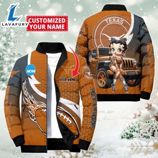 NCAA Disney Betty Boop Texas Longhorns Sport Puffer Jacket For Fans