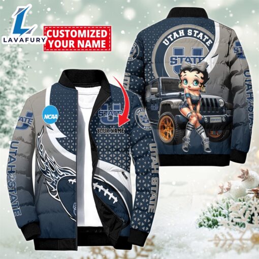 NCAA Disney Betty Boop Utah State Aggies Sport Puffer Jacket For Fans