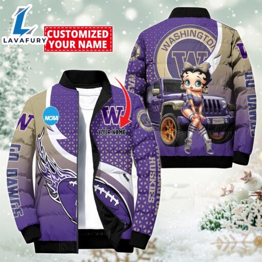 NCAA Disney Betty Boop Washington Huskies Sport Puffer Jacket For Fans