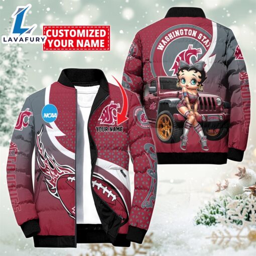 NCAA Disney Betty Boop Washington State Cougars Sport Puffer Jacket For Fans