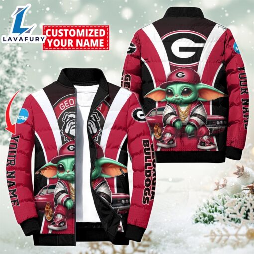 NCAA Georgia Bulldogs Sport Baby Yoda Puffer Jacket For Fans