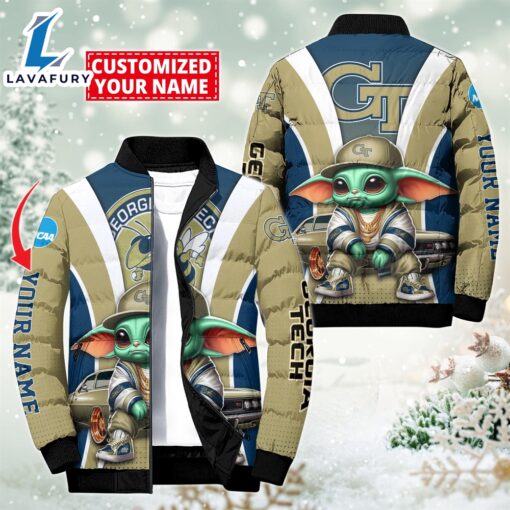 NCAA Georgia Tech Yellow Jackets Sport Baby Yoda Puffer Jacket For Fans