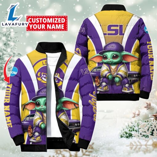 NCAA LSU TIGERS Sport Baby Yoda Puffer Jacket For Fans