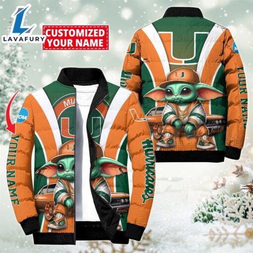 NCAA Miami Hurricanes Sport Baby Yoda Puffer Jacket For Fans