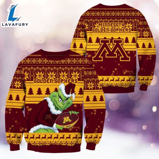 NCAA Minnesota Golden Gophers The Grinch 3D Ugly Sweater Christmas