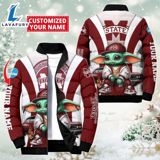 NCAA Mississippi State Bulldogs Sport Baby Yoda Puffer Jacket For Fans