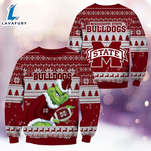 NCAA Mississippi State Bulldogs The Grinch 3D Ugly Sweater Christmas