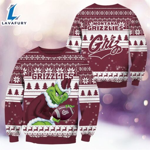 NCAA Montana Grizzlies The Grinch 3D Ugly Sweater Christmas