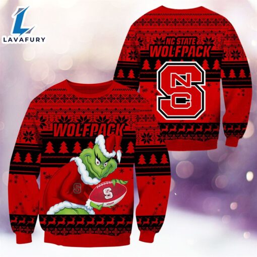 NCAA NC State Wolfpack The Grinch 3D Ugly Sweater Christmas