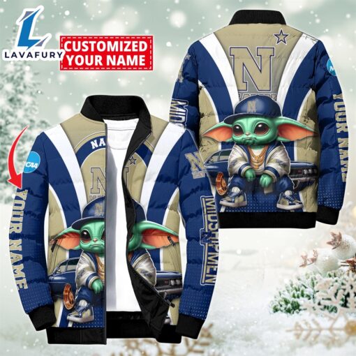 NCAA Navy Midshipmen Sport Baby Yoda Puffer Jacket For Fans