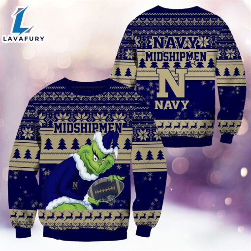 NCAA Navy Midshipmen The Grinch 3D Ugly Sweater Christmas