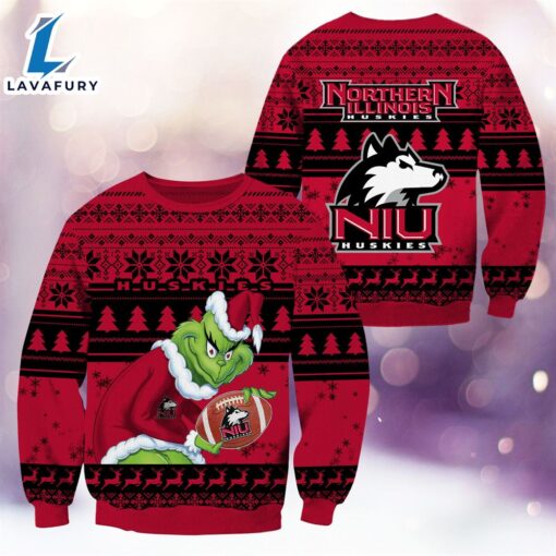 NCAA Northern Illinois Huskies The Grinch 3D Ugly Sweater Christmas