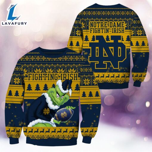 NCAA Notre Dame Fighting Irish The Grinch 3D Ugly Sweater Christmas