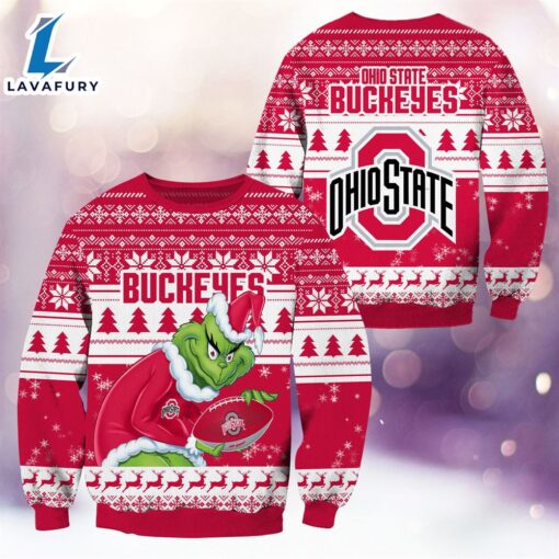 NCAA Ohio State Buckeyes The Grinch 3D Ugly Sweater Christmas