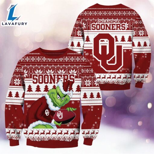 NCAA Oklahoma Sooners The Grinch 3D Ugly Sweater Christmas