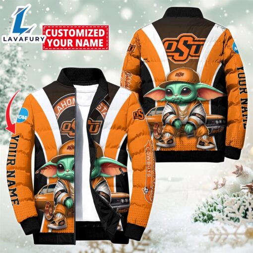 NCAA Oklahoma State Cowboys Sport Baby Yoda Puffer Jacket For Fans