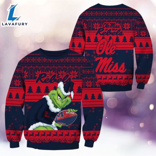 NCAA Ole Miss Rebels The Grinch 3D Ugly Sweater Christmas