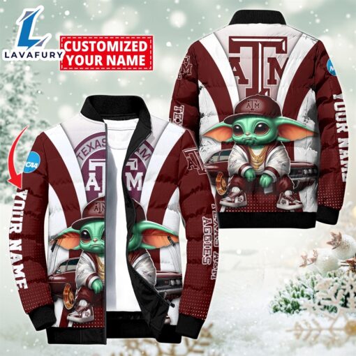 NCAA Texas A&ampM Aggies Sport Baby Yoda Puffer Jacket For Fans