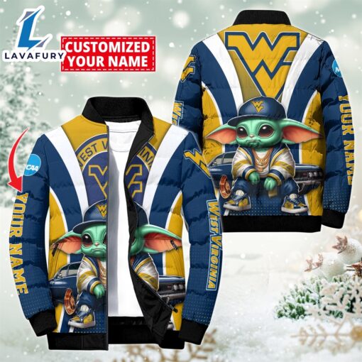 NCAA West Virginia Mountaineers Sport Baby Yoda Puffer Jacket For Fans