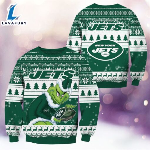 NFL New York Jets The Grinch 3D Ugly Sweater Christmas