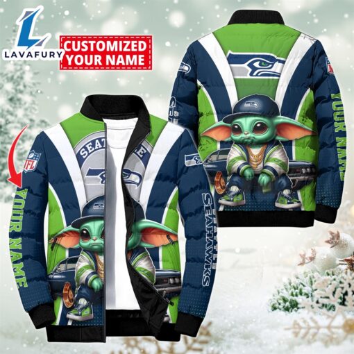 NFL Seattle Seahawks Baby Yoda Puffer Jacket For Fans