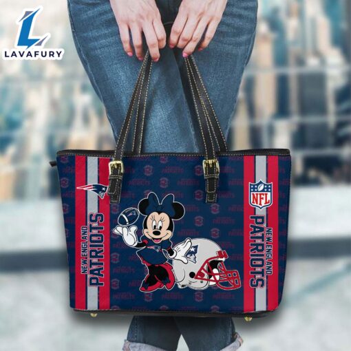 New England Patriots NFL Minnie Women Leather Tote Bag