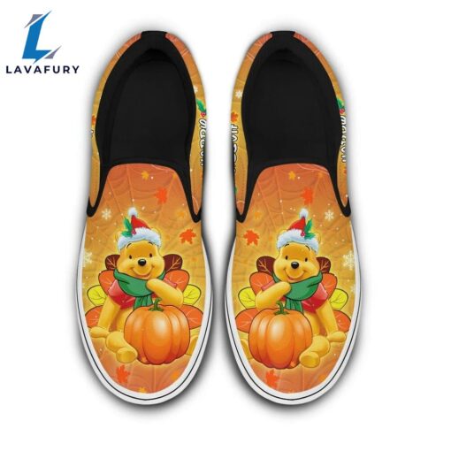 Pooh Bear Disney Halloween Thanksgiving Christmas Happy Hallothanksmas Slip On Shoes