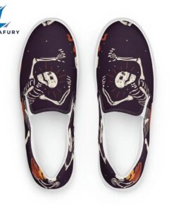 Skeleton Jack-O-Lantern Halloween Slip On…