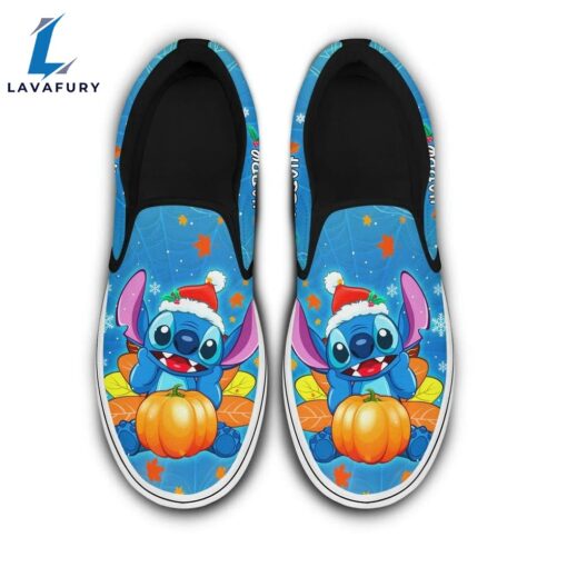 Stitch Blue Disney Halloween Thanksgiving Christmas Happy Hallothanksmas Slip On Shoes