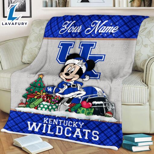 Custom Name NCAA Kentucky Wildcats Minnie Christmas Fleece Blanket