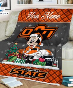 Custom Name NCAA Oklahoma State Cowboys Minnie Christmas Fleece Blanket