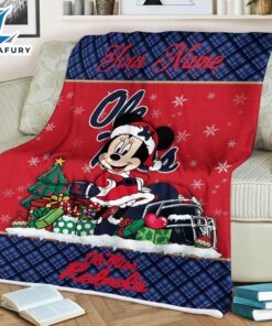 Custom Name NCAA Ole Miss Rebels Minnie Christmas Fleece Blanket