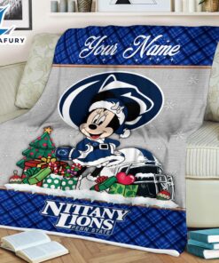 Custom Name NCAA Penn State Nittany Lions Minnie Christmas Fleece Blanket