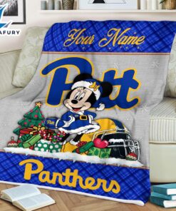 Custom Name NCAA Pittsburgh Panthers Minnie Christmas Fleece Blanket