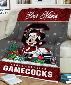 Custom Name NCAA South Carolina Gamecocks Minnie Christmas Fleece Blanket