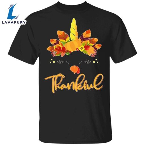 Cute Thanksgiving Unicorn Thankful Turkey T-Shirt Graphic 3D Gift For Girlfriends