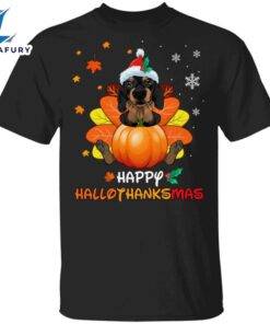 Dachshund Happy Hallothanksmas With Pumpkin…