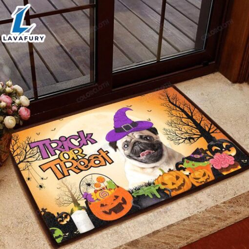 Halloween 2024 Pug Halloween Trick Or Treat Doormat