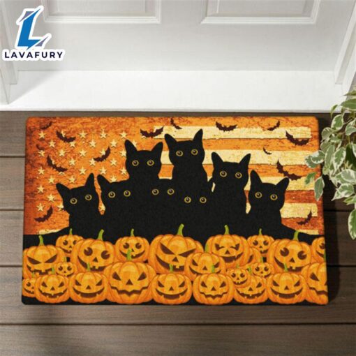 Happy Hallowen2024 Black Cats Halloween American Doormat