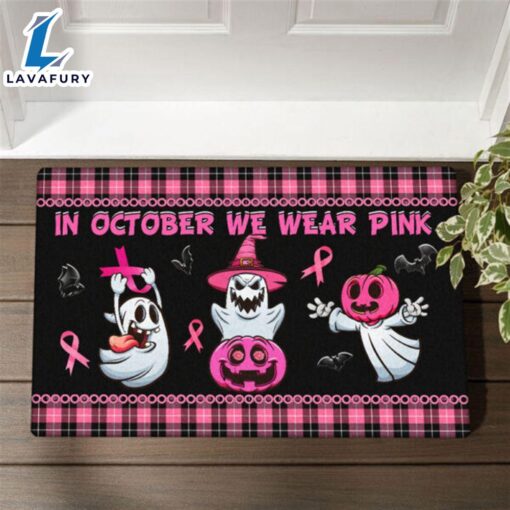 Happy Hallowen2024 In October We Wear Pink Halloween Doormat