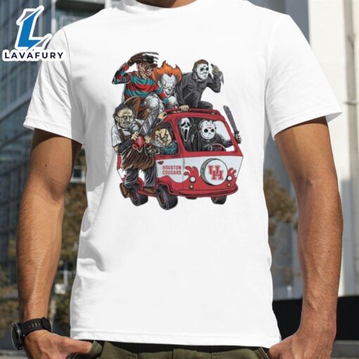 Houston Cougars Horror Movies Characters Bus Halloween 2024 T-Shirts